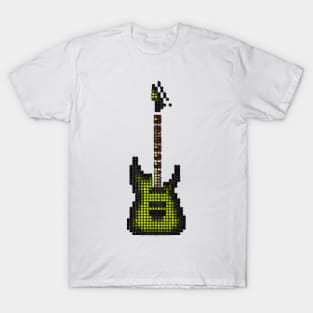 Tiled Pixel Green Burst Electric Guitar Upright T-Shirt